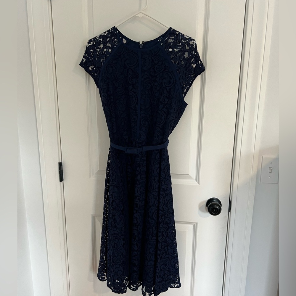Eva Mendes for New York & Company Navy Lace Midi Dress